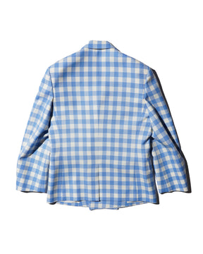 <span style="color: #f50b0b;">Last One</span> TSTS / GINGHAM WOOL DOUBLE BREASTED BLAZER SAXE BLUE GINGHAM
