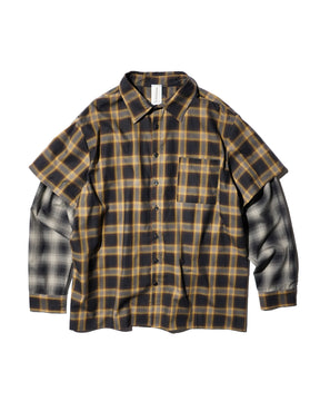 WESTFALL / PLAID LAYERED SHIRT BROWN