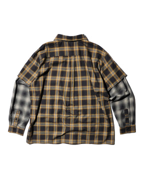 WESTFALL / PLAID LAYERED SHIRT BROWN