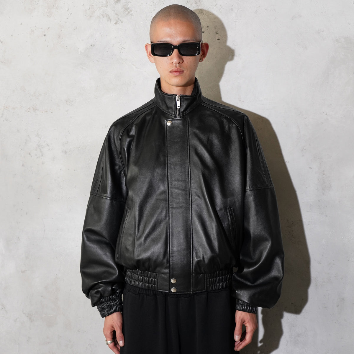 <span style="color: #f50b0b;">Last One</span> LU'U DAN / BLOUSON LEATHER JACKET BLACK