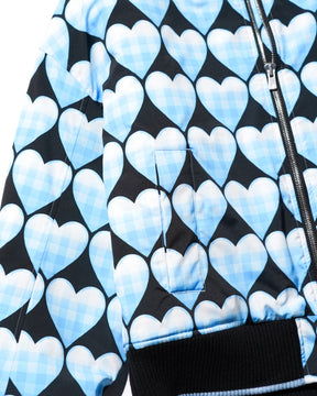 <span style="color: #f50b0b;">Last One</span> TSTS / QUILTED LINING BOMBER JACKET SAXE BLUE GINGHAM HEART