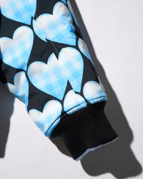<span style="color: #f50b0b;">Last One</span> TSTS / QUILTED LINING BOMBER JACKET SAXE BLUE GINGHAM HEART