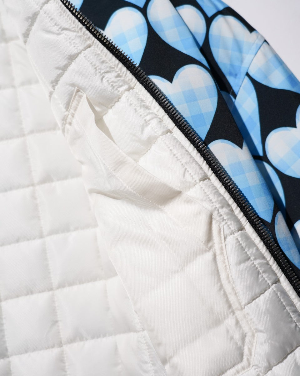 <span style="color: #f50b0b;">Last One</span> TSTS / QUILTED LINING BOMBER JACKET SAXE BLUE GINGHAM HEART