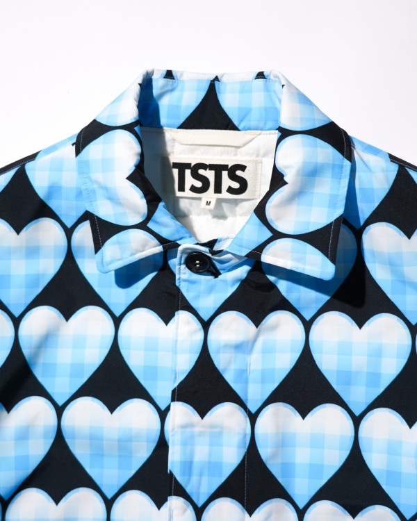<span style="color: #f50b0b;">Last One</span> TSTS / QUILTED LINING BALMACAAN COAT SAXE BLUE GINGHAM HEART