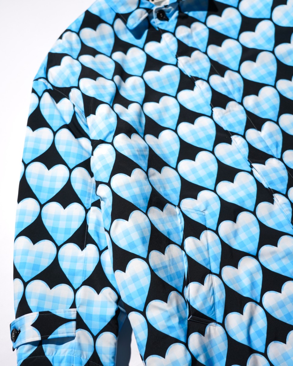 <span style="color: #f50b0b;">Last One</span> TSTS / QUILTED LINING BALMACAAN COAT SAXE BLUE GINGHAM HEART