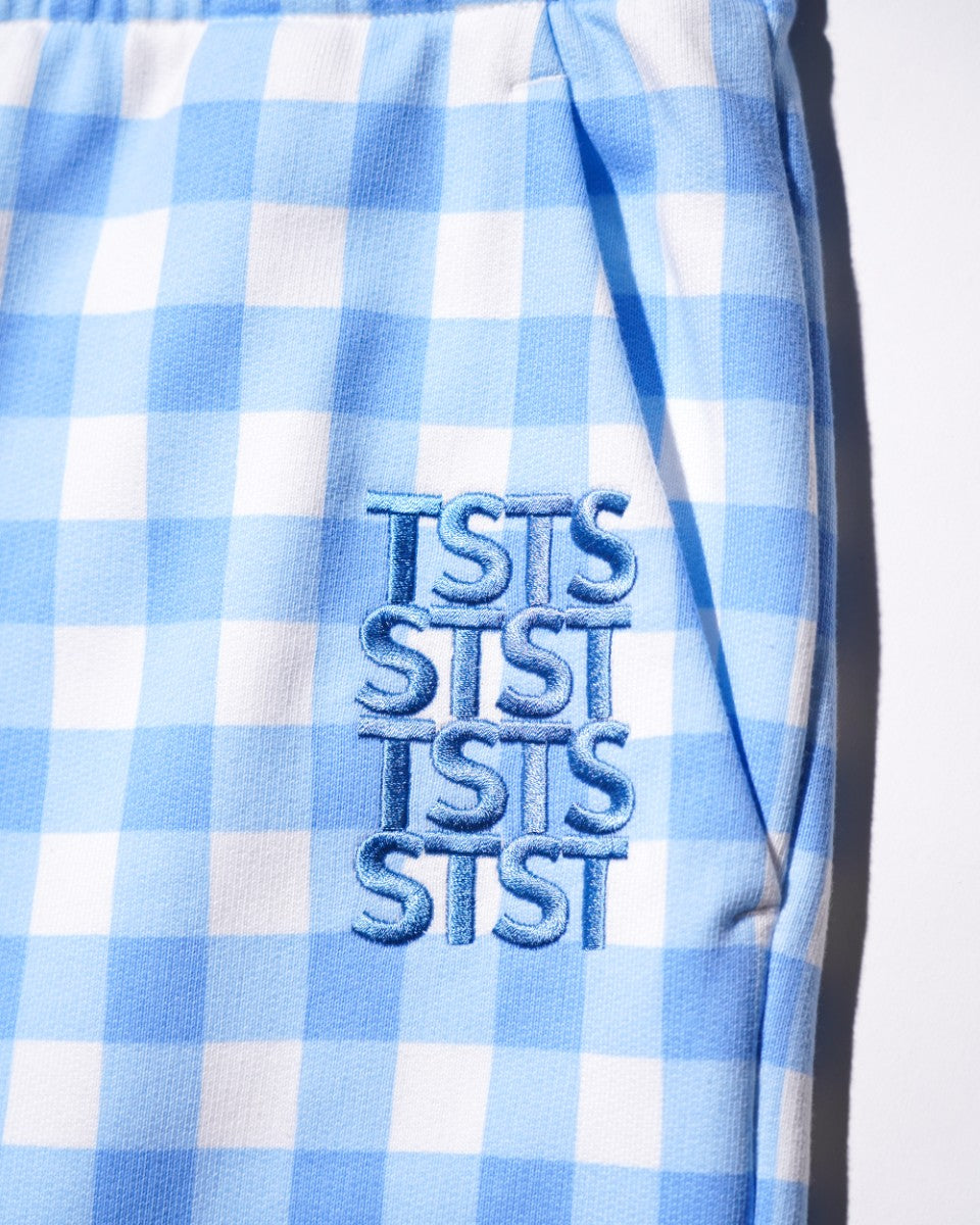 <span style="color: #f50b0b;">Last One</span>  TSTS / GINGHAM PRINT BAGGY SWEATPANTS SAXE BLUE GINGHAM