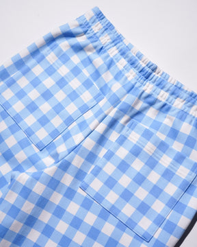 <span style="color: #f50b0b;">Last One</span>  TSTS / GINGHAM PRINT BAGGY SWEATPANTS SAXE BLUE GINGHAM