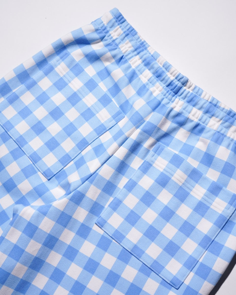 <span style="color: #f50b0b;">Last One</span>  TSTS / GINGHAM PRINT BAGGY SWEATPANTS SAXE BLUE GINGHAM