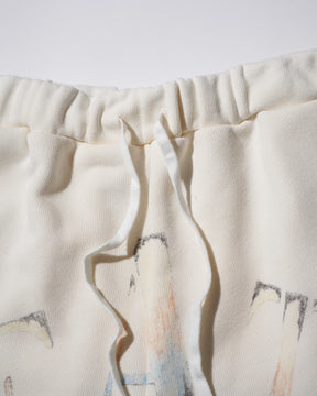 TEPPEI FURUYAMA / HANDPAINT LOOSE SHORTS WHITE