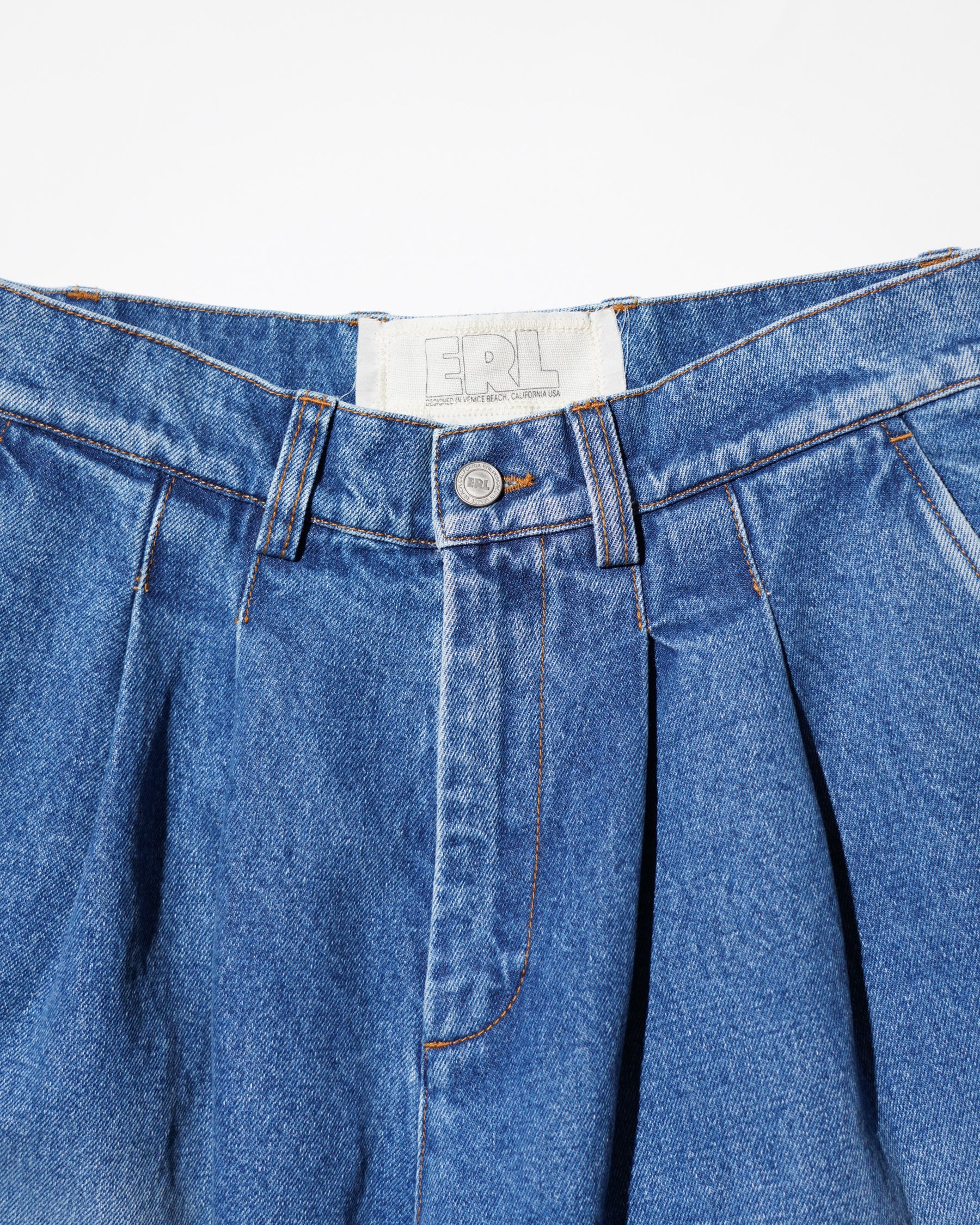 ERL / UNISEX PLEATED JEANS WOVEN BLUE