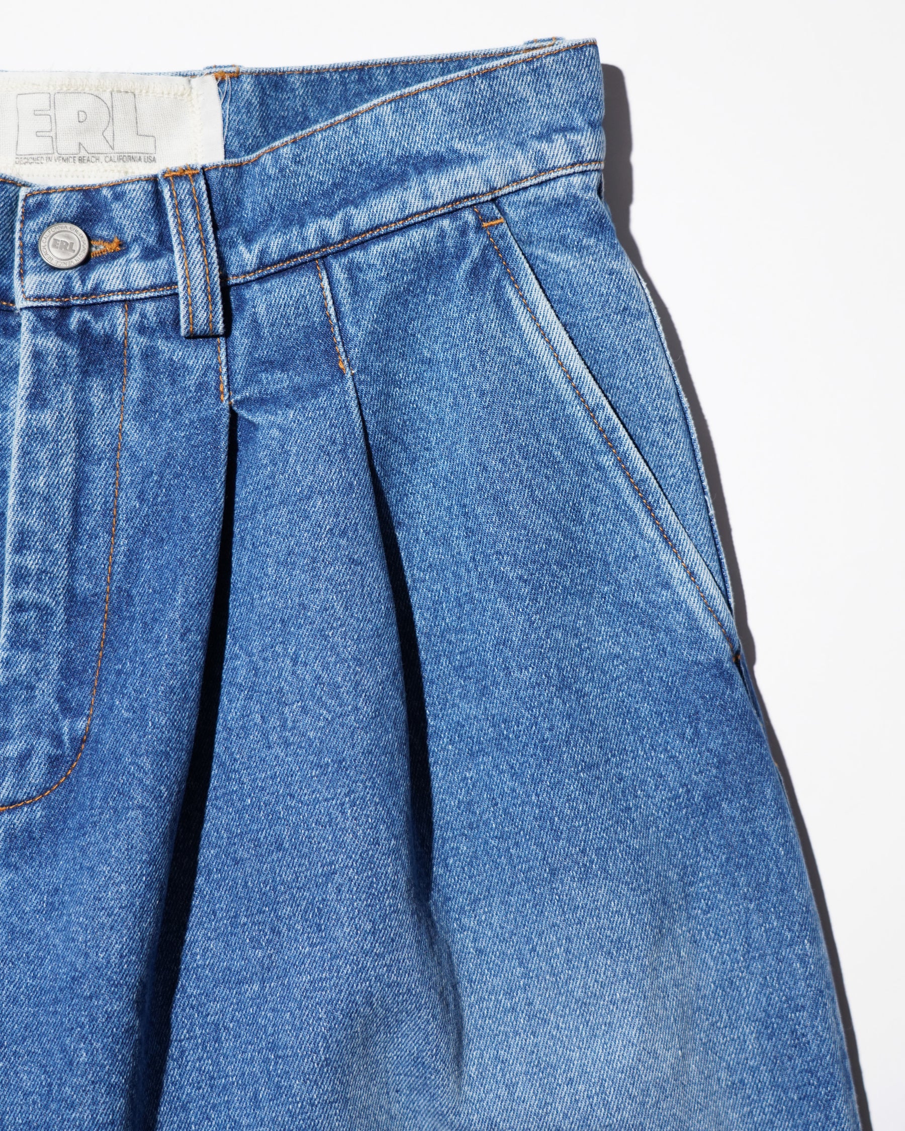 ERL / UNISEX PLEATED JEANS WOVEN BLUE