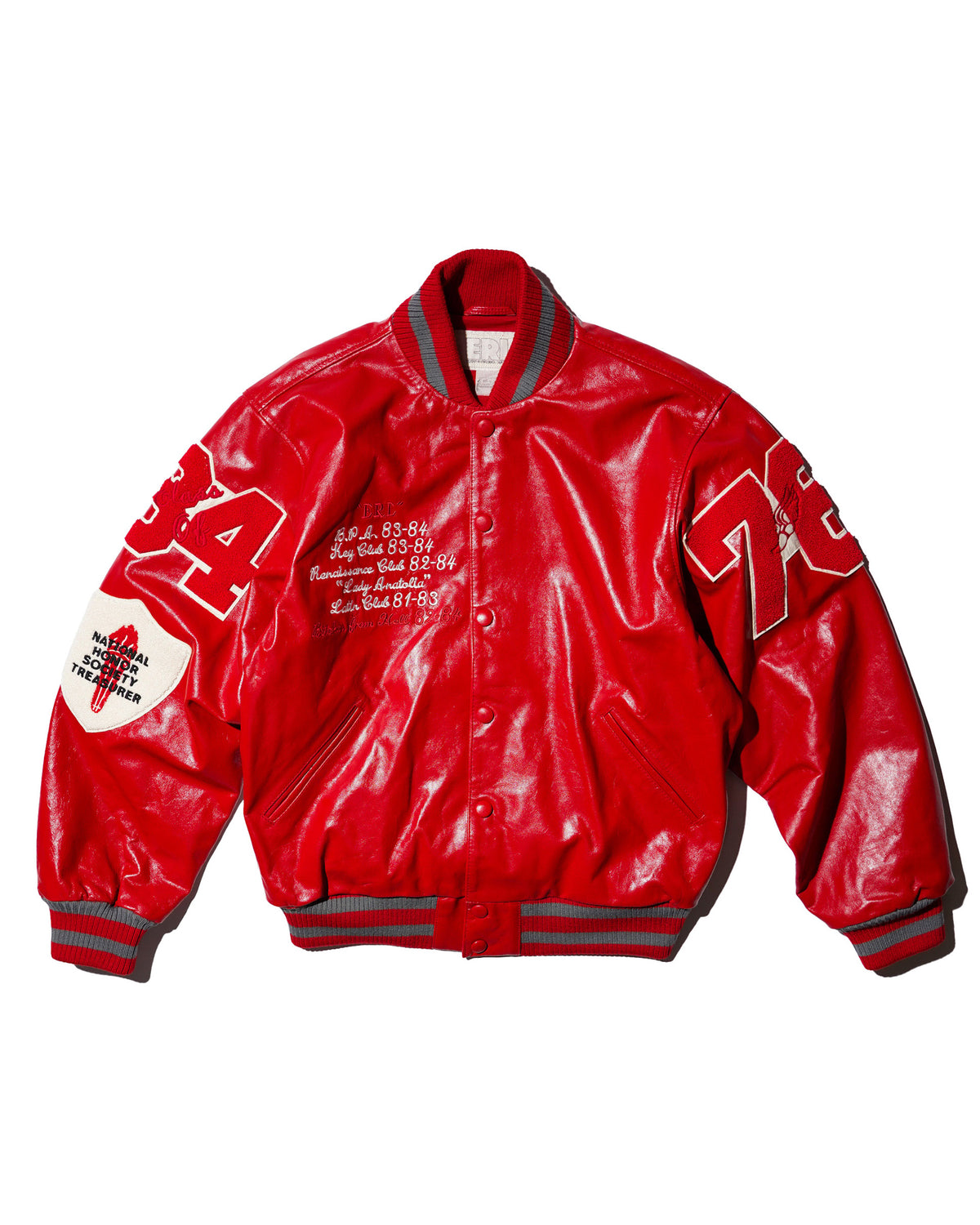 <span style="color: #f50b0b;">Last One</span> ERL / UNISEX LEATHER VARSITY JACKET LEATHER RED