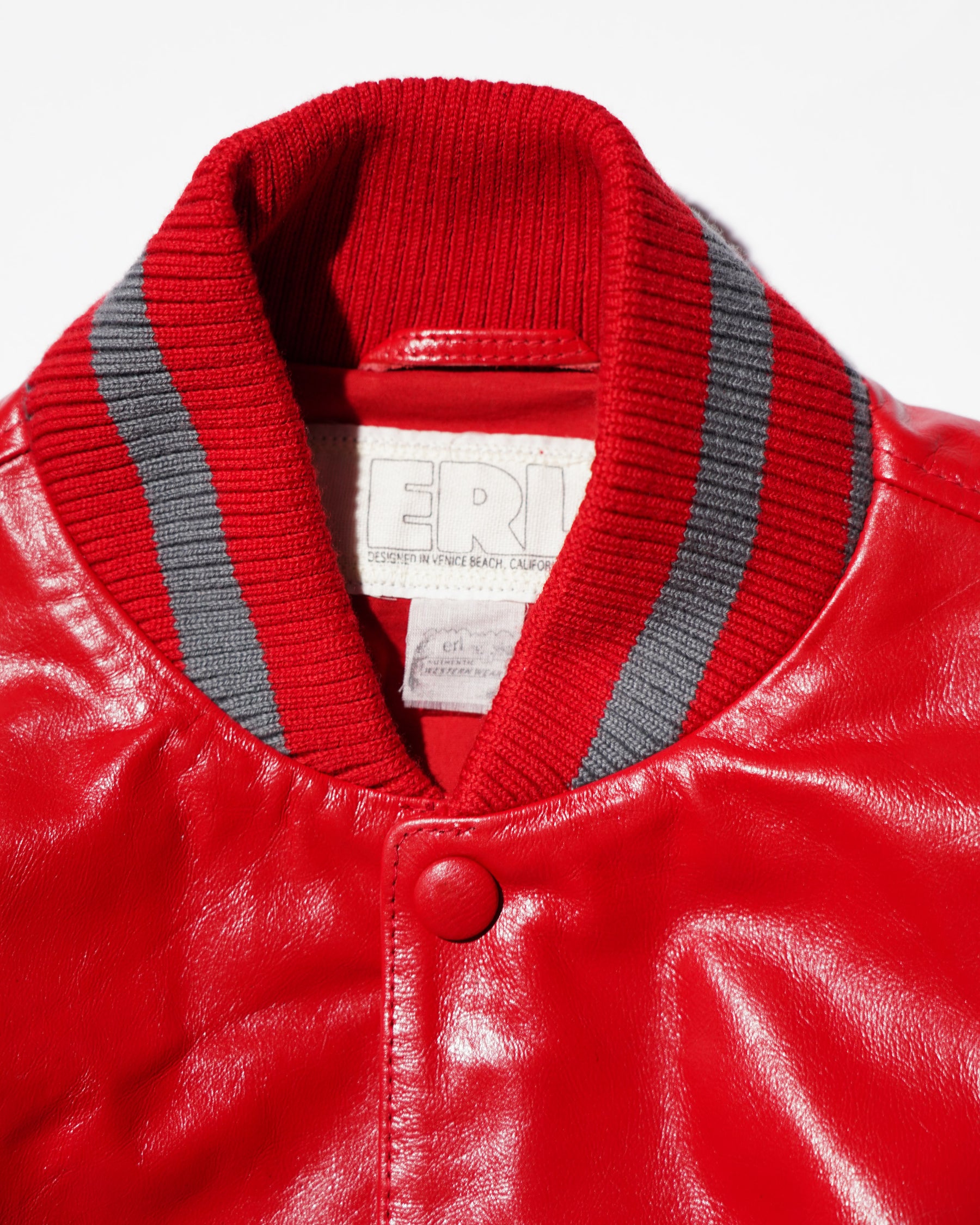 <span style="color: #f50b0b;">Last One</span> ERL / UNISEX LEATHER VARSITY JACKET LEATHER RED