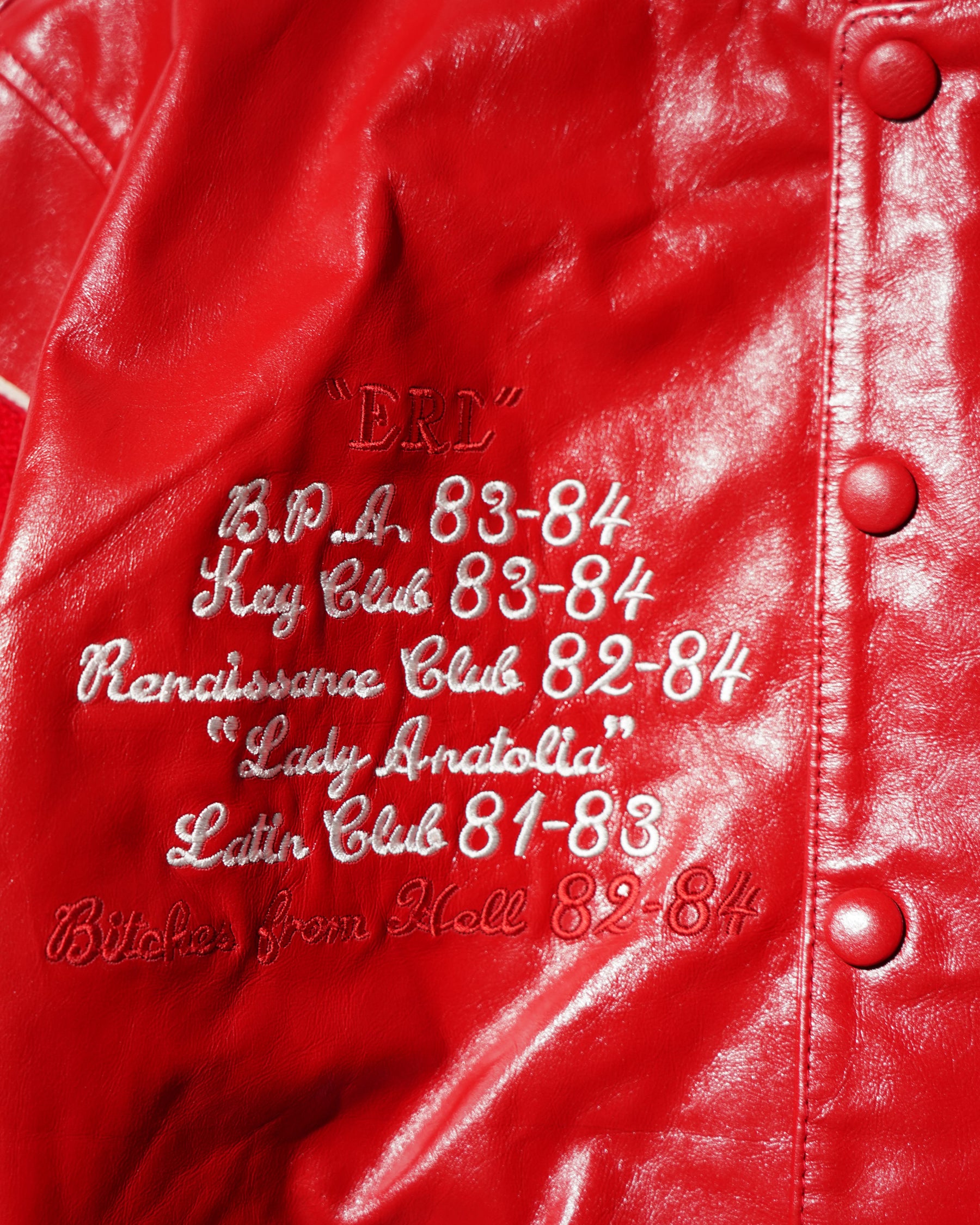 <span style="color: #f50b0b;">Last One</span> ERL / UNISEX LEATHER VARSITY JACKET LEATHER RED