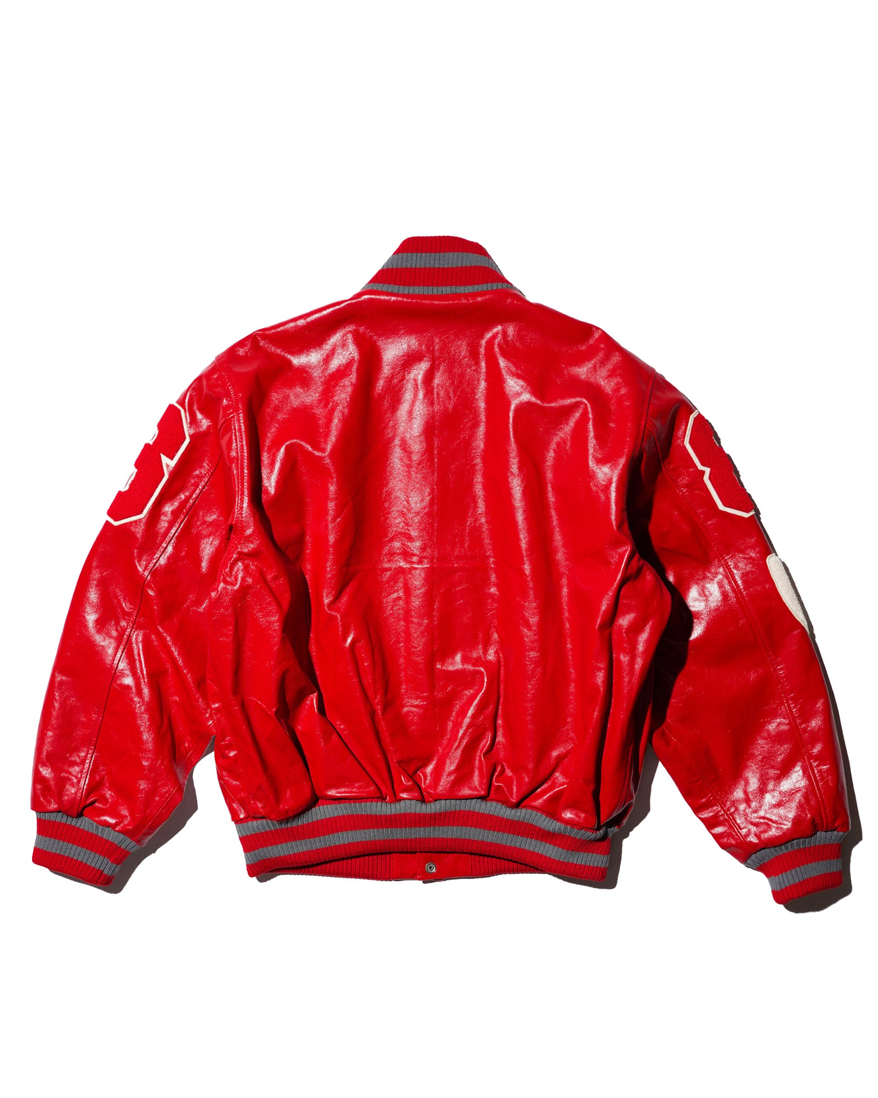 <span style="color: #f50b0b;">Last One</span> ERL / UNISEX LEATHER VARSITY JACKET LEATHER RED