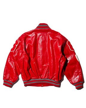 <span style="color: #f50b0b;">Last One</span> ERL / UNISEX LEATHER VARSITY JACKET LEATHER RED