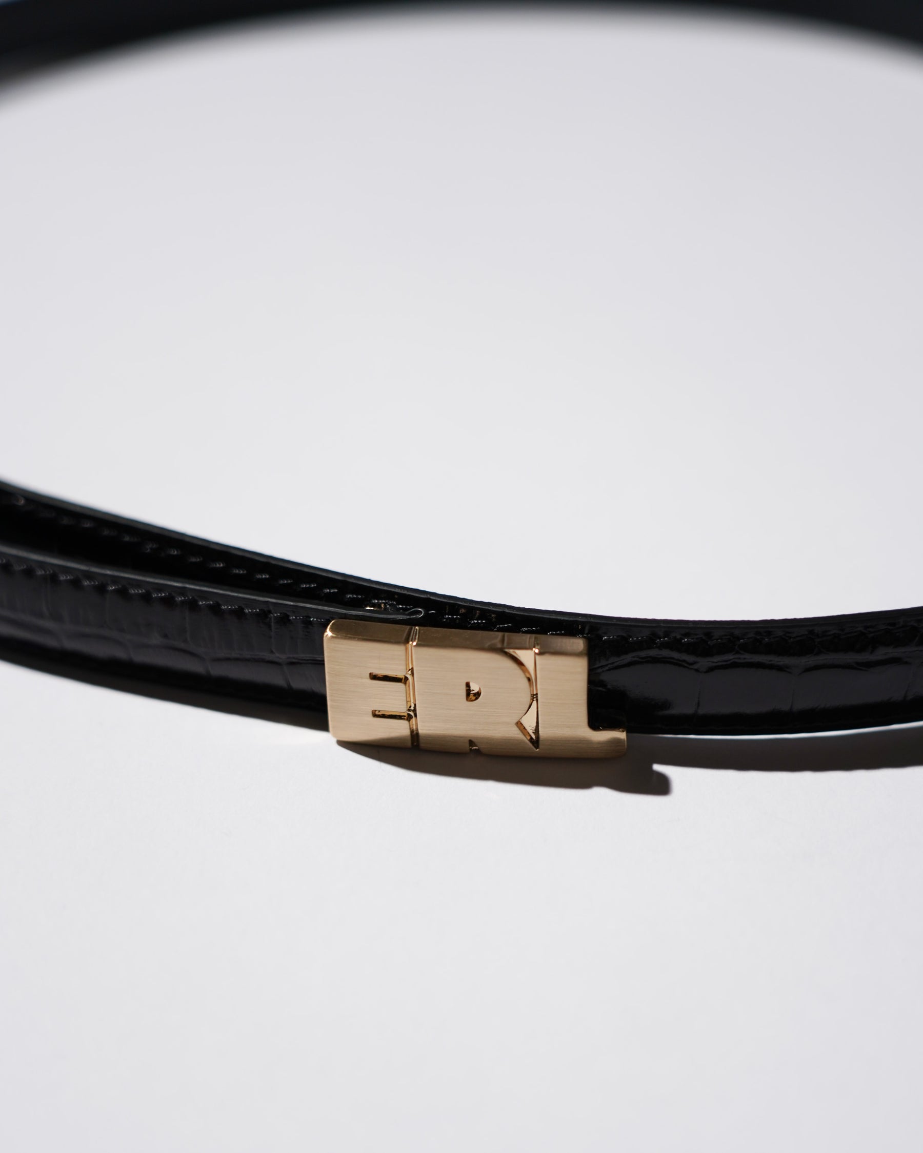 <span style="color: #f50b0b;">Last One</span>  ERL / UNISEX CROC BELT SMALL LEATHER BLACK