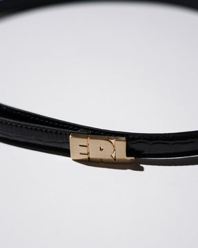 <span style="color: #f50b0b;">Last One</span>  ERL / UNISEX CROC BELT SMALL LEATHER BLACK