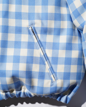 <span style="color: #f50b0b;">Last One</span> TSTS / GINGHAM WOOL LEATHER COLLAR DOWN JACKET SAXE BLUE GINGHAM