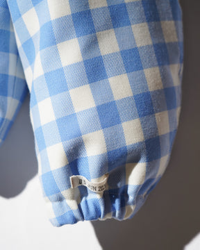 <span style="color: #f50b0b;">Last One</span> TSTS / GINGHAM WOOL LEATHER COLLAR DOWN JACKET SAXE BLUE GINGHAM