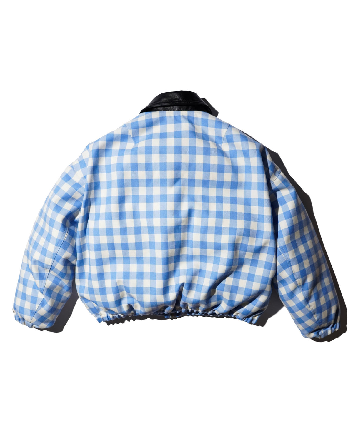 <span style="color: #f50b0b;">Last One</span> TSTS / GINGHAM WOOL LEATHER COLLAR DOWN JACKET SAXE BLUE GINGHAM