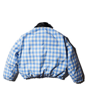 <span style="color: #f50b0b;">Last One</span> TSTS / GINGHAM WOOL LEATHER COLLAR DOWN JACKET SAXE BLUE GINGHAM