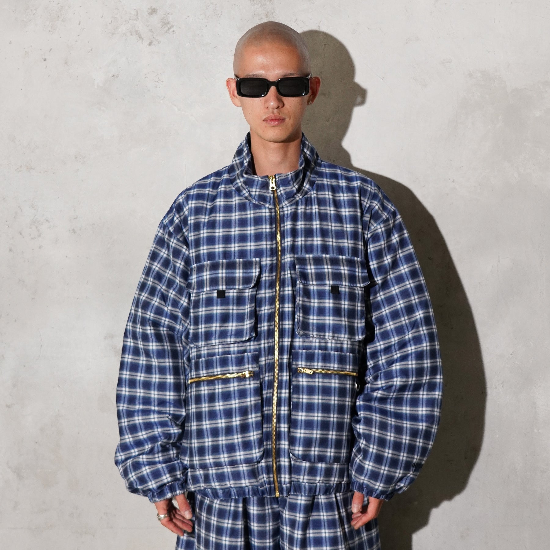 INTODUSK / PLAID PADDED JACKET NAVY PLAID