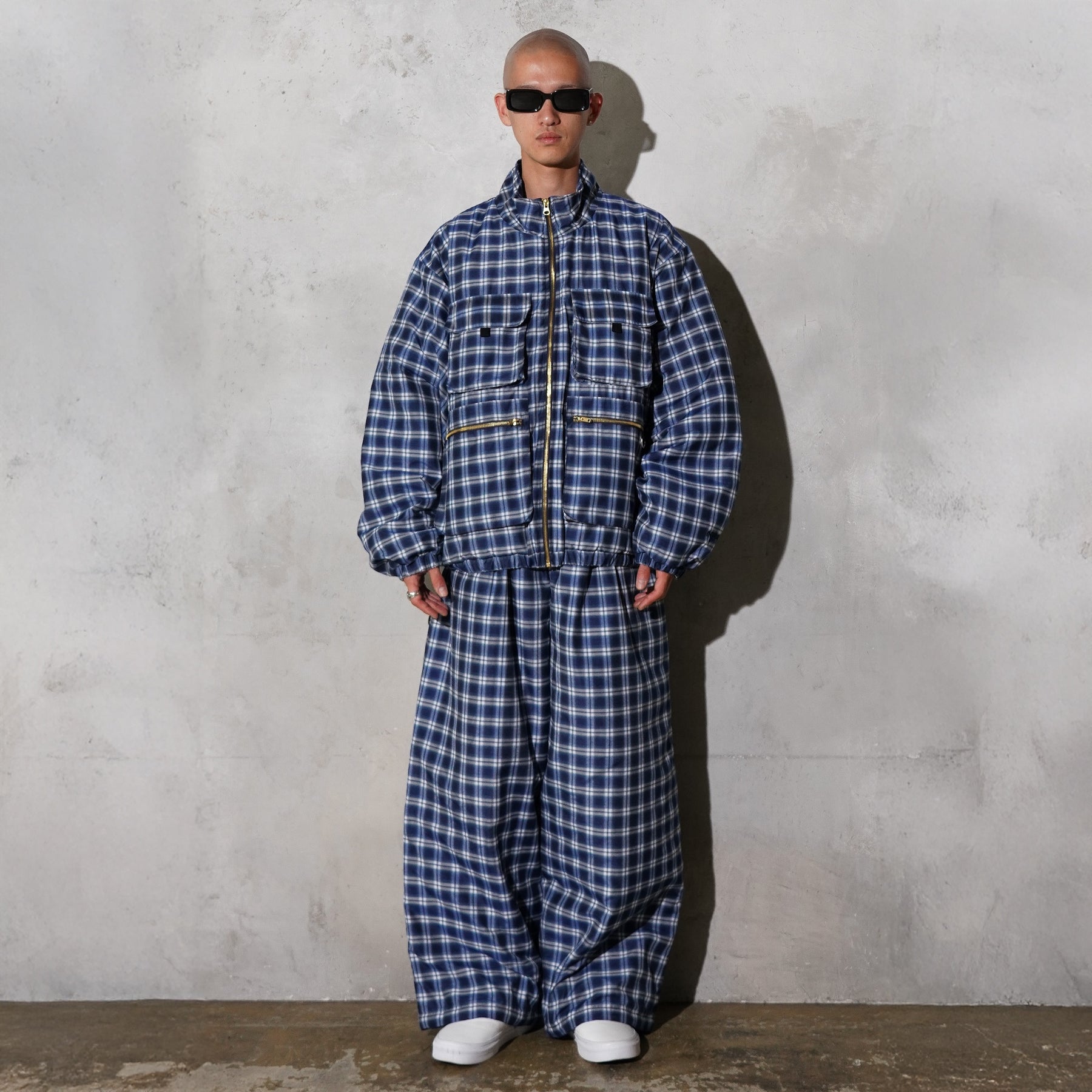 INTODUSK / PLAID QUILTED PANTS NAVY PLAID