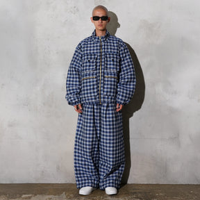 INTODUSK / PLAID QUILTED PANTS NAVY PLAID