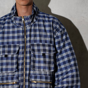 INTODUSK / PLAID PADDED JACKET NAVY PLAID