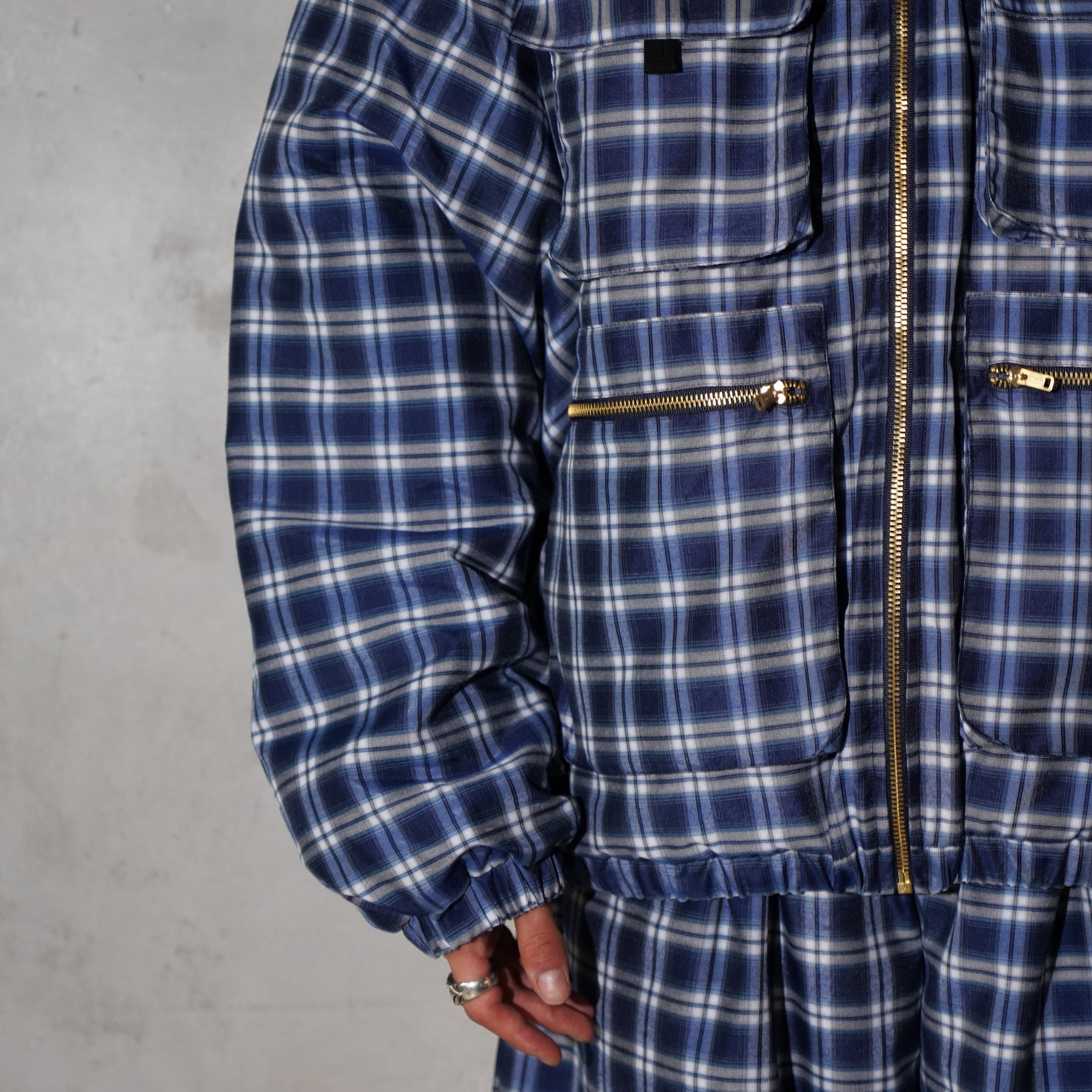 INTODUSK / PLAID PADDED JACKET NAVY PLAID