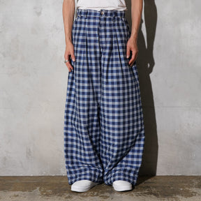 INTODUSK / PLAID QUILTED PANTS NAVY PLAID