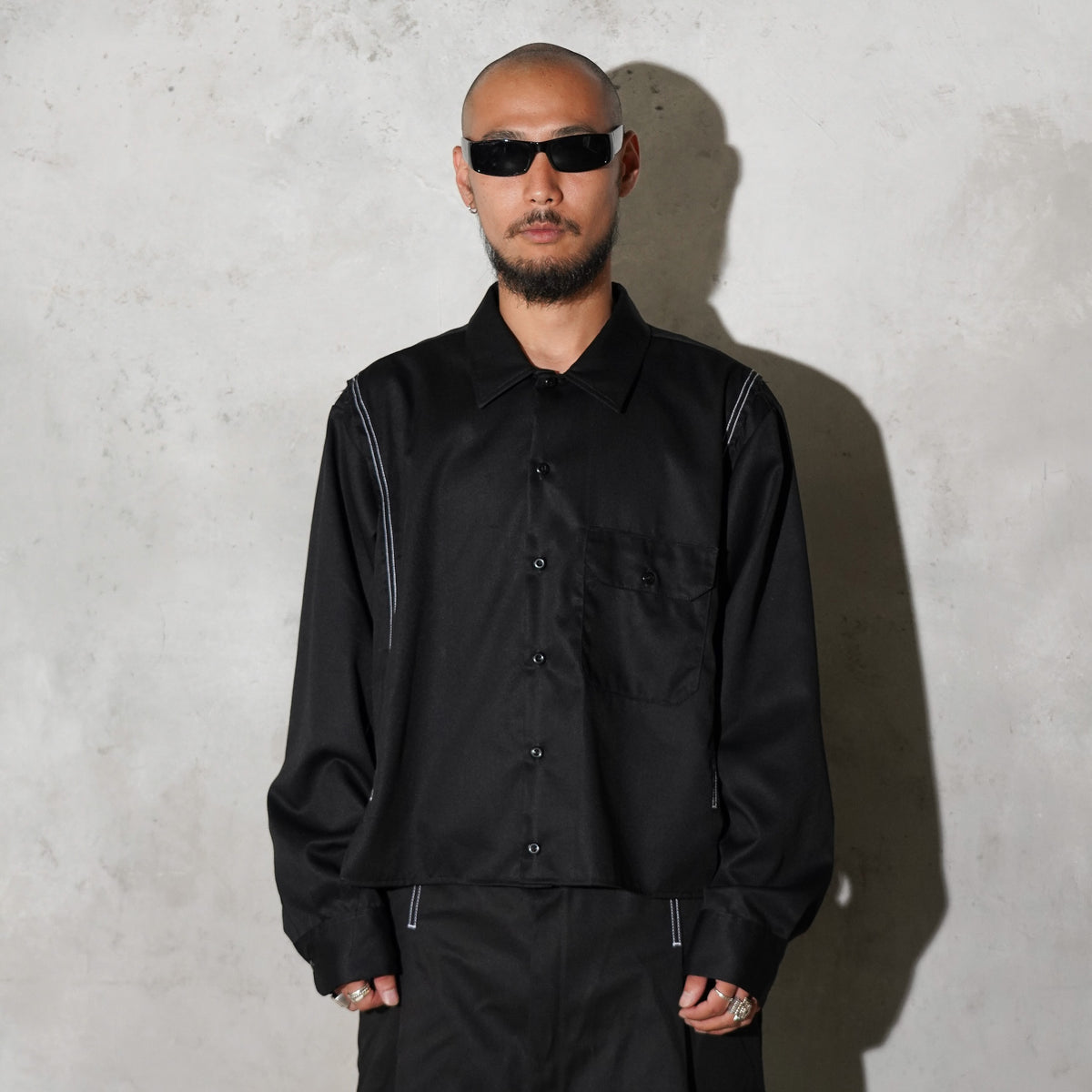 WHATEVERWORKS / SPLIT LS SHIRT BLACK