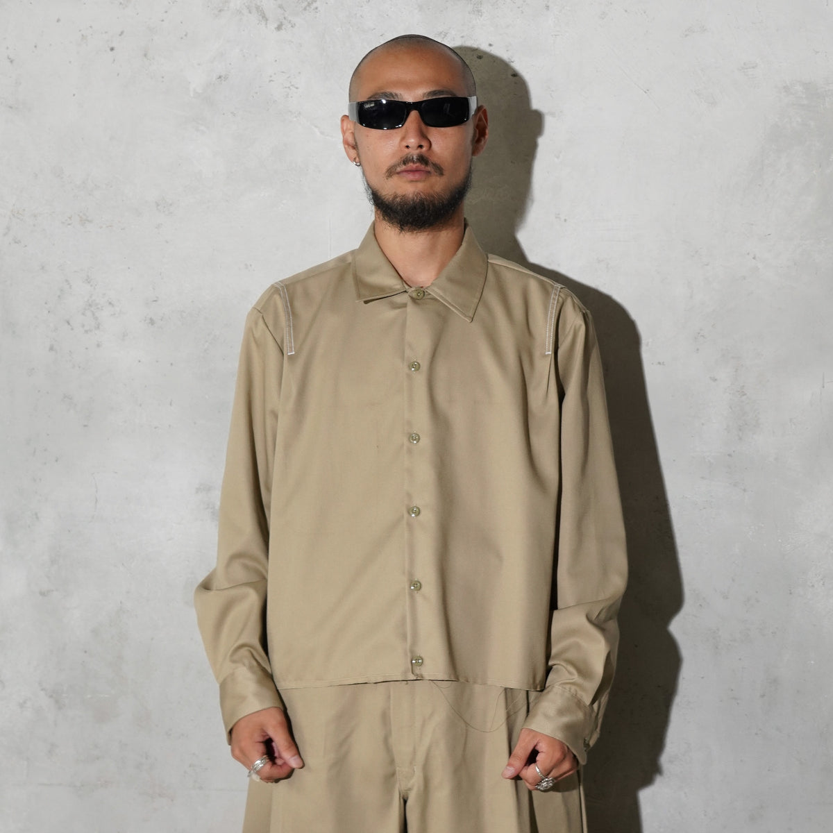 WHATEVERWORKS / PLEATED LS SHIRT KHAKI