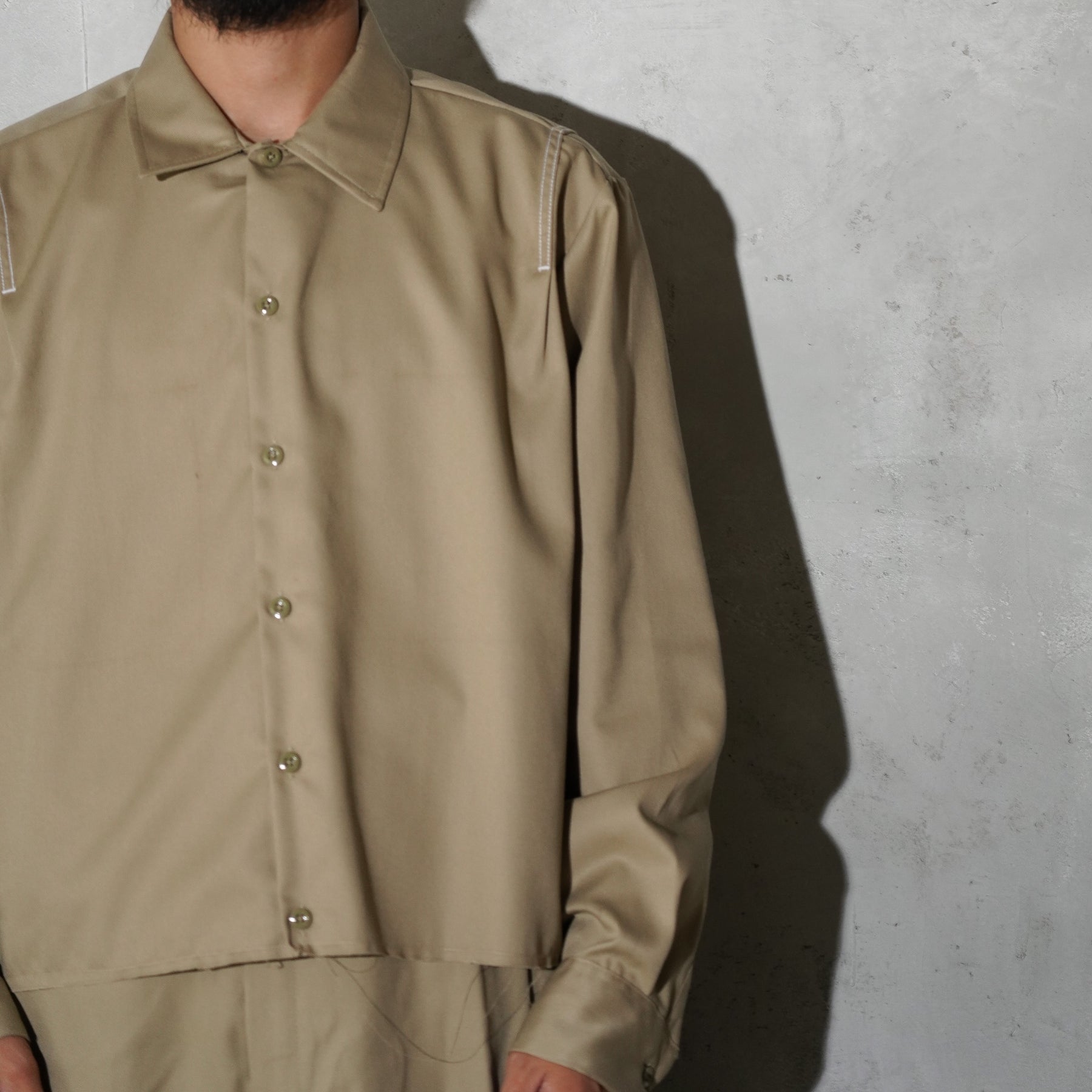 WHATEVERWORKS / PLEATED LS SHIRT KHAKI