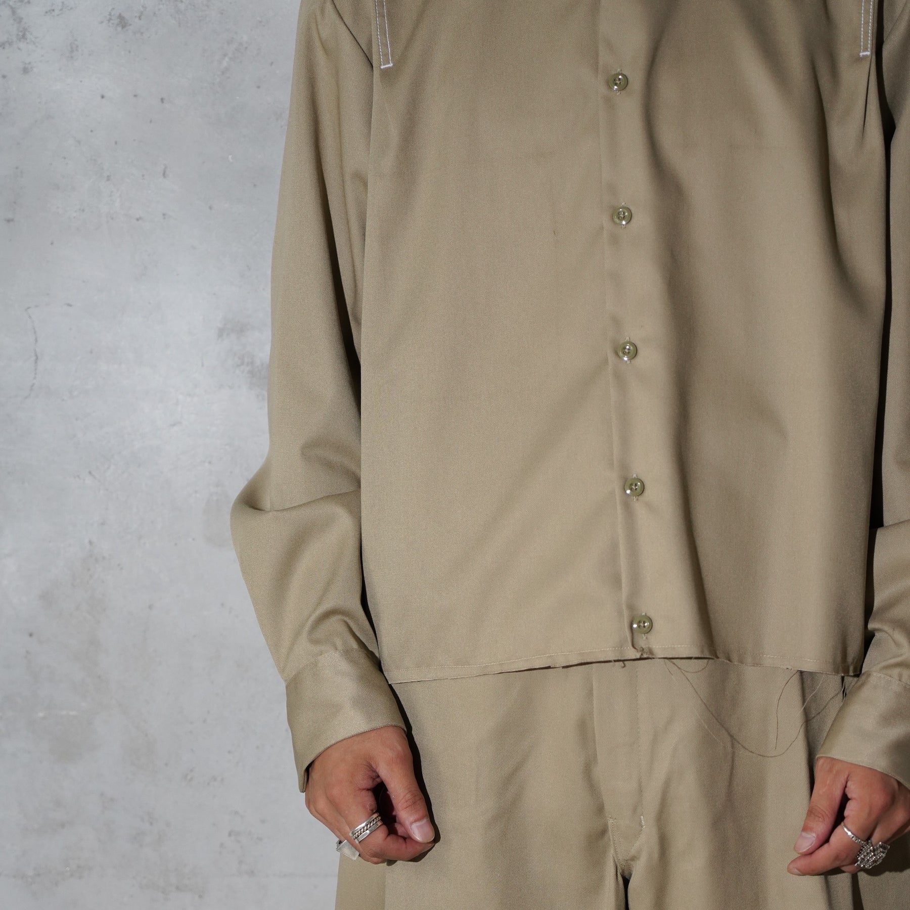 WHATEVERWORKS / PLEATED LS SHIRT KHAKI
