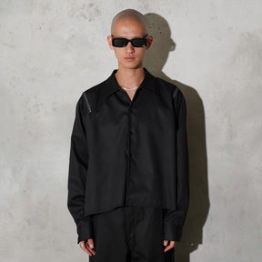 <span style="color: #ff2a00;">Last One</span> WHATEVERWORKS / PLEATED LS SHIRT BLACK