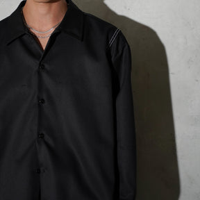 <span style="color: #ff2a00;">Last One</span> WHATEVERWORKS / PLEATED LS SHIRT BLACK
