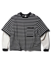 WESTFALL / STRIPED LACE DOUBLE SHIRT BLACK