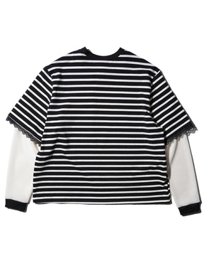 WESTFALL / STRIPED LACE DOUBLE SHIRT BLACK