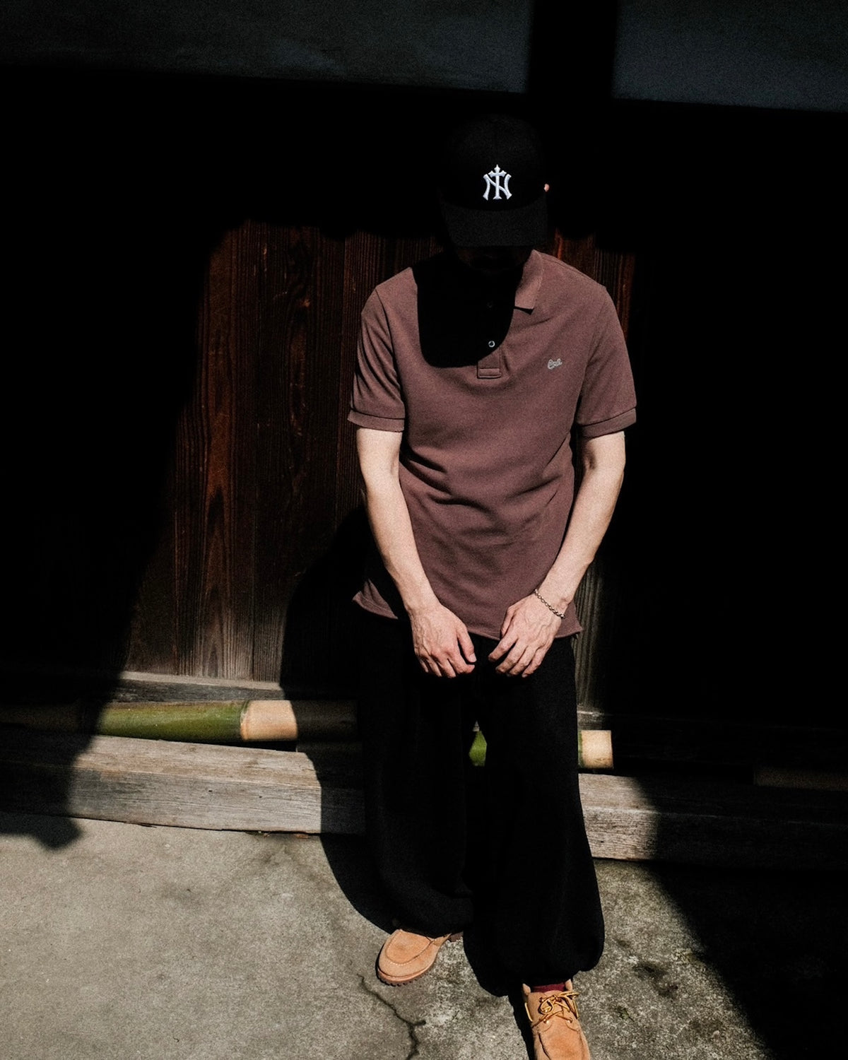ERL / UNISEX POLO TEE KNIT BROWN