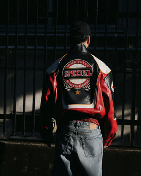 <span style="color: #f50b0b;">Last One</span> Martine Rose / SUPERBOWL LEATHER JACKET BLACK RED