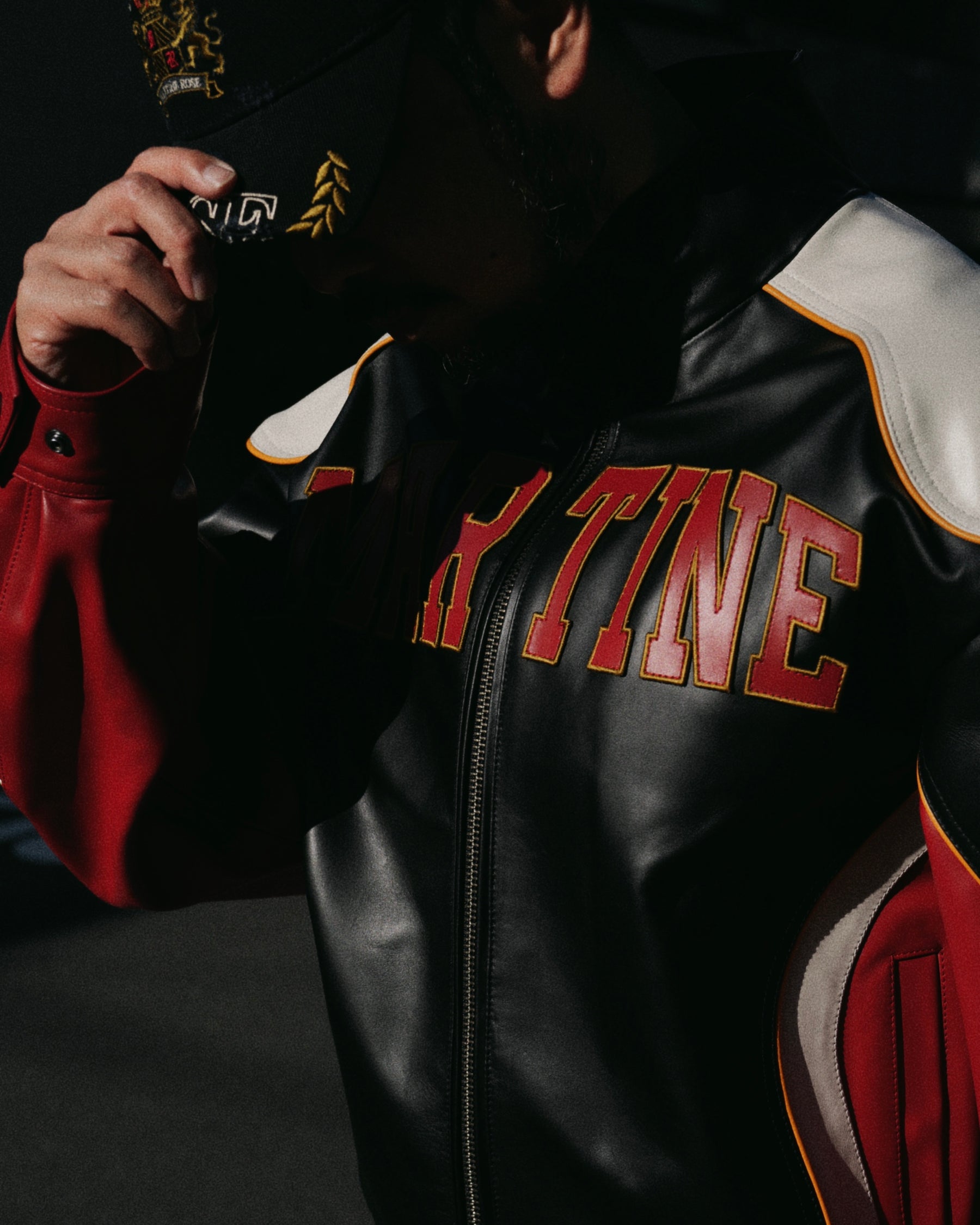 <span style="color: #f50b0b;">Last One</span> Martine Rose / SUPERBOWL LEATHER JACKET BLACK RED