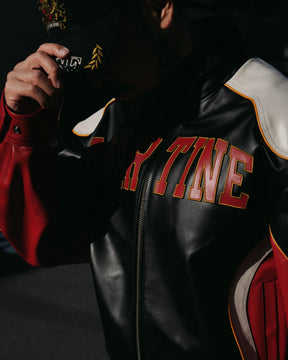<span style="color: #f50b0b;">Last One</span> Martine Rose / SUPERBOWL LEATHER JACKET BLACK RED