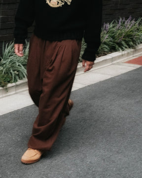 <span style="color: #f50b0b;">Last One</span> ROTOL / Solid Sweat Triple Tuck pants BROWN