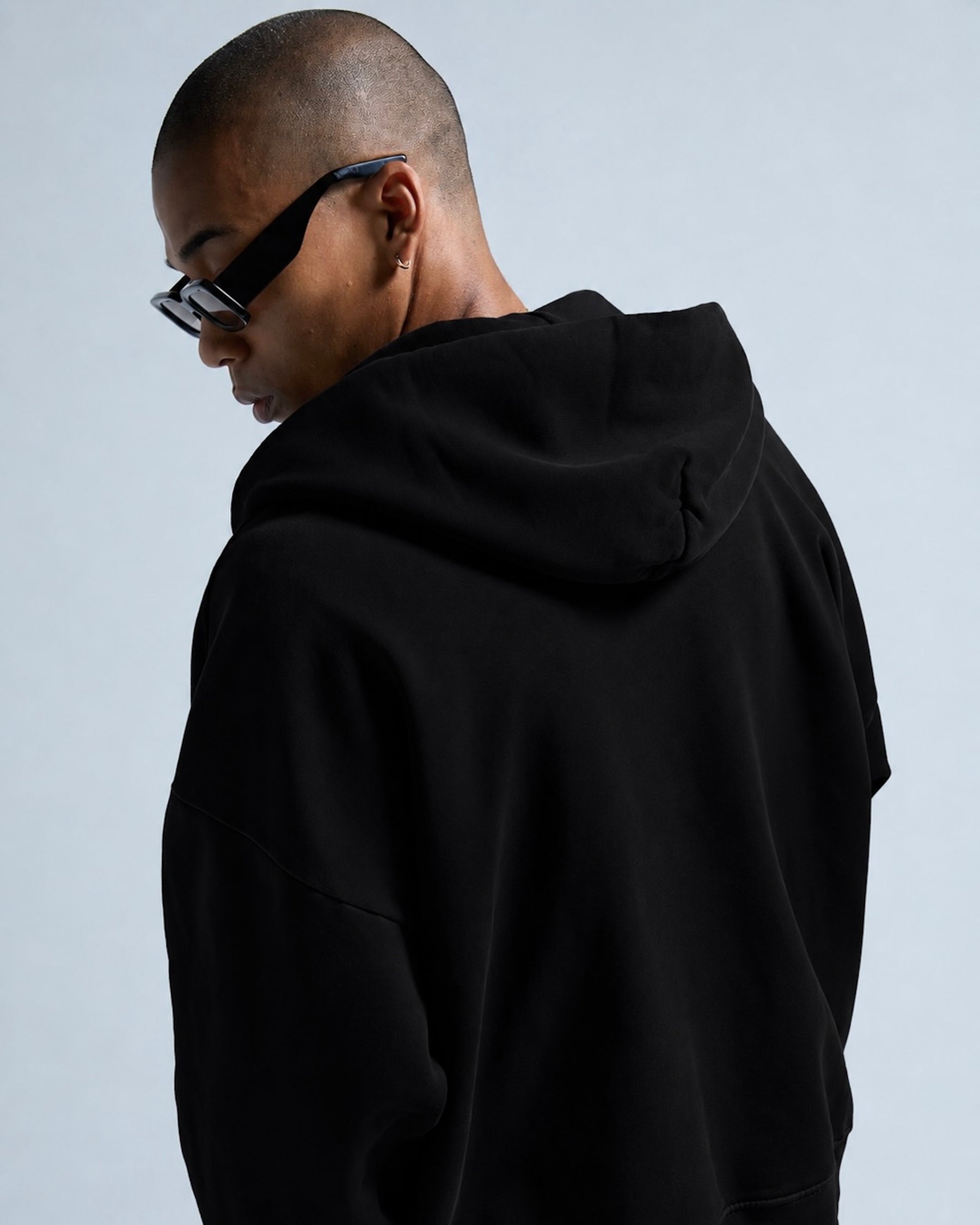 CCTB / CHAIN CROP ZIP HOODIE WASHED BLACK