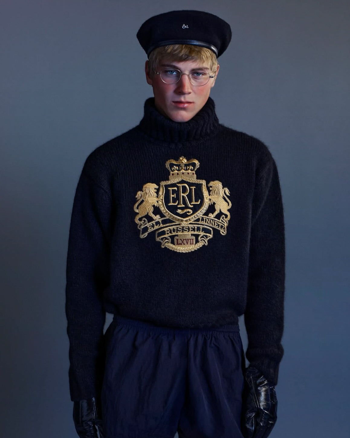 ERL / UNISEX CREST SWEATER KNIT BLACK