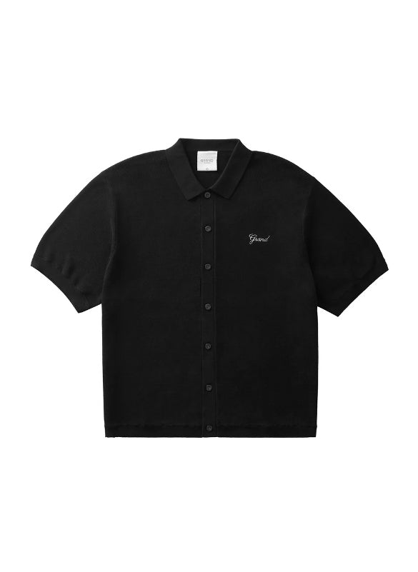 Grand Collection / KNIT BUTTON UP SWEATER BLACK