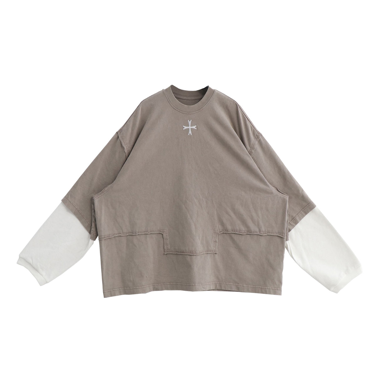 LUXENBURG / LS CASTLE TEE - LAYERED WAFFLE TAUPE