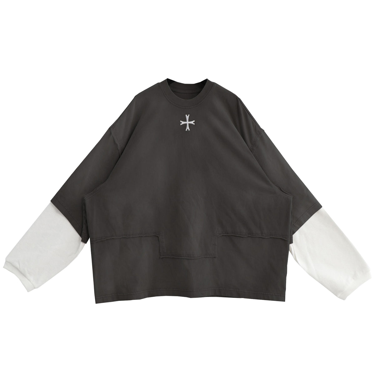 LUXENBURG / LS CASTLE TEE - LAYERED WAFFLE AGED BLACK